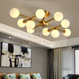 10 Heads Magic Restaurant Nordic Light for Living Room Bedroom Ceiling Lamp Glass Round Ball Molecule LED Chandelier Lighting