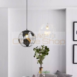 1 pcs Modern black/white globe Pendant Lamps for Dining room Light fashion industrial Wrought Iron Pendant Lights