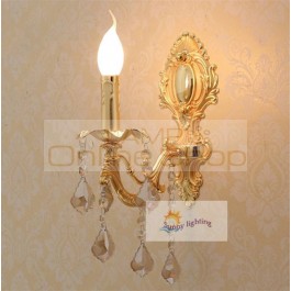 1 pcs modern Gold crystal Wall lamp abajur vintage led wall Sconce lighting bedroom indoor wall crystal lighting 