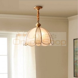 1 pcs vintage Kitchen pendant lamp Lamparas antique copper pendant lights for dining room bar bedroom glass hanging lights