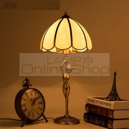  Paris Antique Art sculpture table Lighting study work stand Lamps Parlor Bedroom Copper Beauty desk Light Modern E14*2 Led