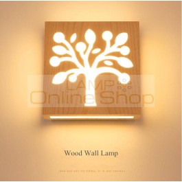  Engraved Solid Wood Bed Room Bedside Led Wall Lamp Simple Living Room Aisle Entrance Decorative Wall Lights 