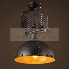 Lustres De Sala Telescopic Ceiling Lamp Industry Vintage Loft Iron Restaurant Bedroom Cafe Rivet LED Ceiling Light Fixture