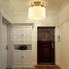 New Style Aisle Balcony Entrance Corridor Ceiling Lamp European Circular Glass Copper Home Decor Lightings Fixture