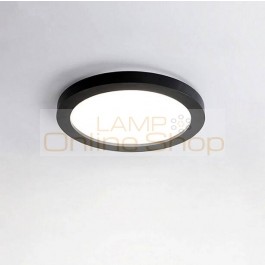  New Modern Simple Circular Led Ceiling Lamp for Restaurant Bedroom Living Room Balcony Black Color Hanging Light Fixture
