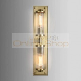 2 Heads American Living Room Background Bedroom Stairs Long Shape Wall Lamp Hotel Golden Crystal Decoration Wall Light Fixtures