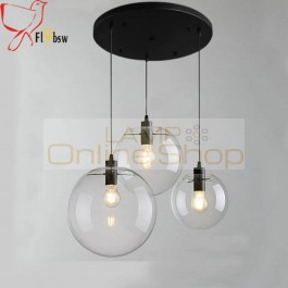 3 heads Modern brief Glass Ball pendant Lamp,clear glass Hanging Lamp Suspension for Dining Room Restaurant lighting fixture