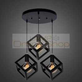 3PCS Pendant Lights Modern LED Pendant Lamp Metal Cube Cage Lampshade Lighting Hanging Light Fixture drop Light with led lamp