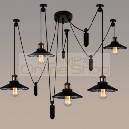 5/6 legs Novelty spider lamp Bar Loft Industrial light American Style pulley Lift pendant lights lifting Pendant Lamp