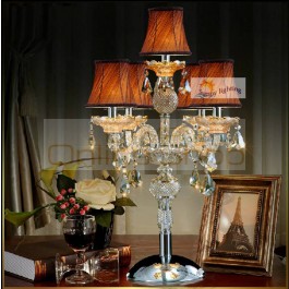 5 arms Led candelabra crystal desk Lamp for bar Kitchen antique glass table lamp with lampshade large bedroom hall table light