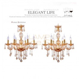 6 led lamps Modern crystal chandelier Cognac discount bedroom chandeliers luxury Baroque candleholder Children's hanging light