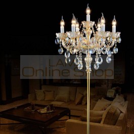 7 arms champagne crystal floor lamp modern Led wedding candlestick living room floor lamps bedroom bedside floor light Lambader