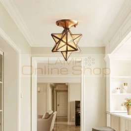 Abajur Lampshade LED Copper Living Room Ceiling Light Household Study Bedroom Star Shape Nordic Hanging Lamp Fixtures