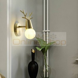 Abajur Nordic Wandlamp Antler Wall Lamp Copper Bedside Lamp Bedroom Modern Minimalist Living Room Wall Lamp Study Light Fixtures