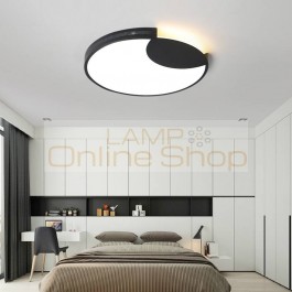 Acrylic Ceiling lights round lampshade with black or white body for living room bedroom home decorative lamparas de techo
