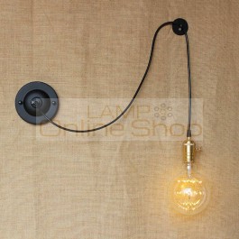 American country DIY art creative wall lamps vintage Industrial Wall Sconce with knob switch for bedroom bedside reading light