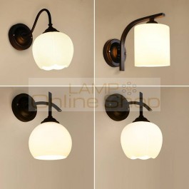 American Country Wall Lights Bedroom Study Walls Balcony Lamp Bedside Lamp Led Bathroom Wall Lamp Glass Lamps