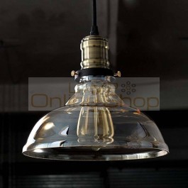 American Countryside Glass Pendant lamp retro dia 25cm clear/amber color glass lampshade Bar/Restaurant Creative industrial lamp
