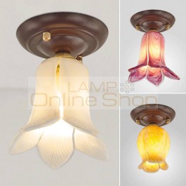 American decoration Flower Ceiling Lamp For Corridor/aisle/hallway Loft Glass Ceiling Light Fixture home Indoor Lighting