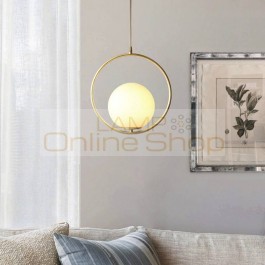 American Industrial Copper LED Glass Hanging Lamp for Living Room Bar Restaurant Loft Round Chandelier Lighting Fixtures