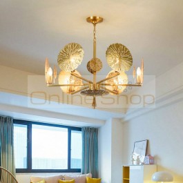 American Modern Chandelier Whole Copper Dining Room Lights LED Chandeliers Nordic Copper Lamps Lighting Suspension Luminaire