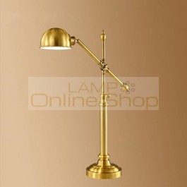 American Copper Table Lamp for Living Room Bedroom European Luxurious Study Office Bedside Vintage LED Table Lights