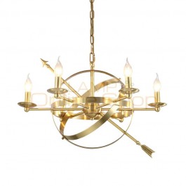 American style Creative Real brass LED pendant lights modern foyer bedroom gold luxury hanging lamp restaurant copper droplight