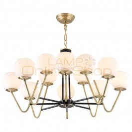 American style Foyer dining room Chandeliers Real brass magic bean 9/12 head glass droplight LED E27 bulb Lighting fixture