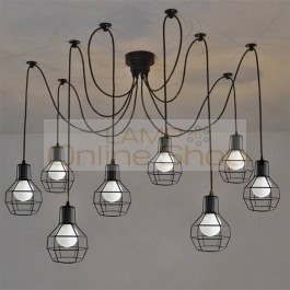 American Style Industrial Wind Pendant Lamps Nordic Iron Lampshade Multi-head Hanging Lamps Living Room Cafe Deco Lighting