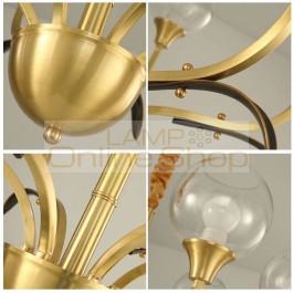 American style Simple LED pendant lights modern foyer bedroom gold luxury hanging lamp clear glass ball lampshade droplight