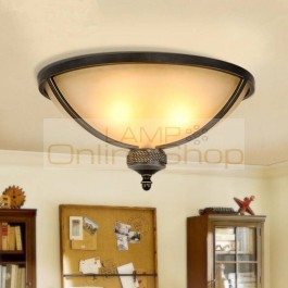 American Village Glass Bedroom Living Room Ceiling Lamp Iron Balcony Restaurant E27 LED Decoration Lighting Fixture Light