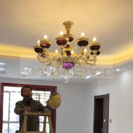 art decor Purple crystal chandelier led lustres de cristal Shopcase wedding light Vintage hotel dining room lamp