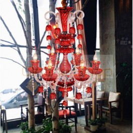 Bar Novelty Wind chimes crystal Lighting Chandelier for Restaurant cafe light new glass bell Red blue chandelier led lustre