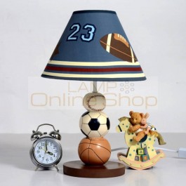 Basketball football resin table lamp cloth lampshade resin base bedroom bedside lamp children creative cartoon table lighting