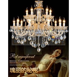 Big Duplex house Luxury champagne chandelier crystal fixtures antique living room Hotel villa white candle Led chandelier lustre