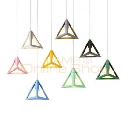  LED Pendant lights modern simple macaron colors Triangle Iron art pendant lamp Foyer bedroom kids room lighting fixture