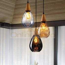 Black glass hanging lamp pendant light fixtures Kitchen Industrial E27 indoor Hanging Lights showcase color glass shade lantern