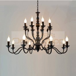 Black Vintage Industrial chandelier lighting for kitchen sitting Ceiling Led Chandeliers dining Room iron candle Led 