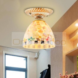 Bohemian Glass ceiling lights European style garden wind bedroom lamps aisle balcony Led lamp porch light Home Lighting