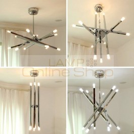 Cafe modern G4 led pendant lights 12 pcs CE contemporary lamp holder Metal Rod chrome star pendant lamp ceiling 