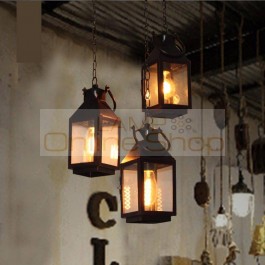 Cafe Vintage suspension hanging Lamp Restaurant E27 Iron Loft Fisherman Pendant lights glass Lampshade Bar Industrial lighting