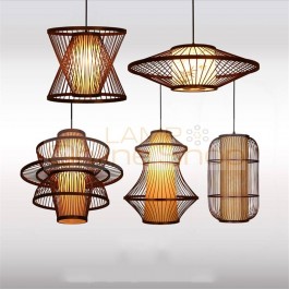  Wood E27 Bulb Pendant Light Lighting Loft Home Interior Decoration Bamboo Wooden Pendant Lamp Luminaire Hanging Lamp