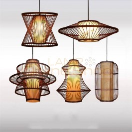  Vintage Wooden Led Pendant Lights Lighting Loft Home Interior Decoration Bamboo Wooden Pendant Lamp Luminaire Hanging Lamp