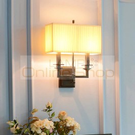  Style Living Room Wall Sconce Lights with fabric lamp shade Bedside Garden Lighting Indoor Wall Lamp Led Sconce