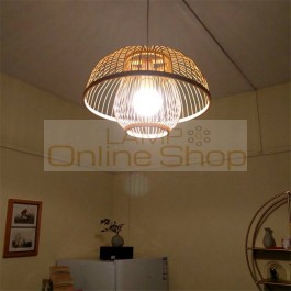  Wood LED Pendant Lights Lighting Bamboo Living Room Pendant Lamps Dining Room Hanging Lamps Kitchen Fixtures Luminaire