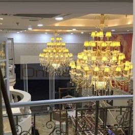 church large champagne gold chandelier crystal lighting for hotel Foyer long big 30/48 pcs led chandeliers led lustre cristal