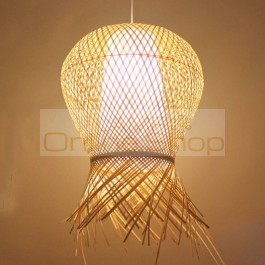 Countryside bamboo pendant lamp Southeast Asia creative handmade suspension lamp for restaurant cafe vintage industrial lighting
