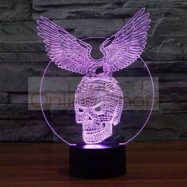 Creative 3D illusion Lamp,Acrylic 7 color changing Eagle&Skull shape LED Night Light usb Atmosphere table Lamp Novelty Lighting