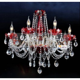 Deluxe 8-arm wine red crystal chandelier indoor novelty lighting crystal hanging lamps luxury led chandeliers living room light