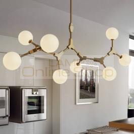 Designer Nordic Living Room DNA Modo Glass LED Lights American Art Restaurant Bar Bedroom Iron Branch Magic Bean Chandelier